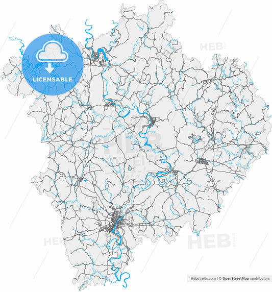 Nanchong, Sichuan, China, high resolution vector map - Instant download PDF and JPG
