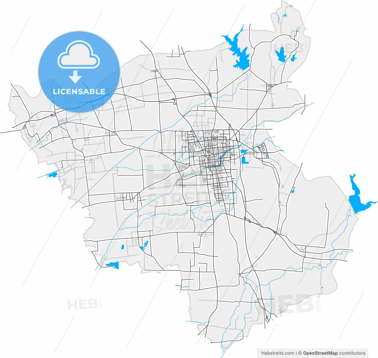 Tengzhou, Shandong, China, high resolution vector map - Instant download PDF and JPG