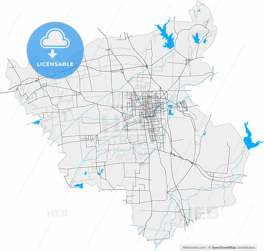 Tengzhou, Shandong, China, high resolution vector map - Instant download PDF and JPG