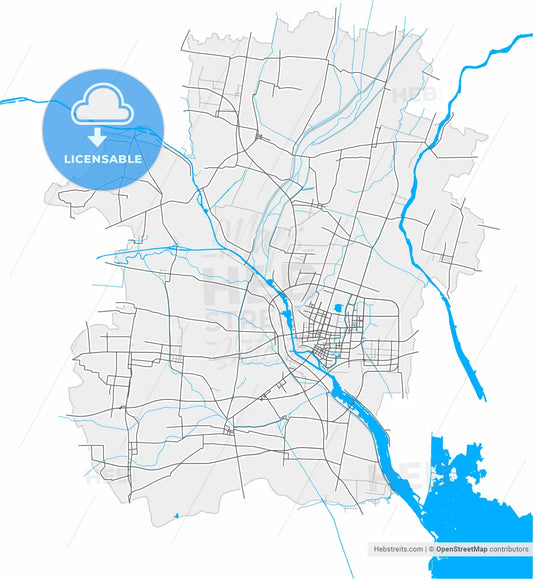 Pizhou, Jiangsu, China, high resolution vector map - Instant download PDF and JPG