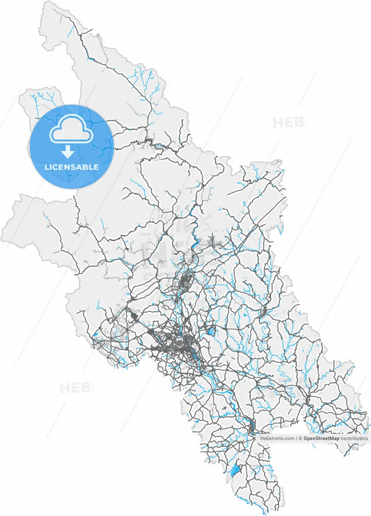 Mianyang, Sichuan, China, high resolution vector map - Instant download PDF and JPG