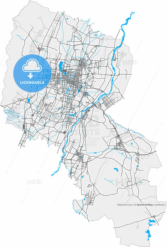 Yinchuan, Ningxia, China, high resolution vector map - Instant download PDF and JPG