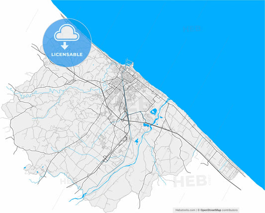 Fano, Marche, Italy, high resolution vector map - Instant download PDF and JPG