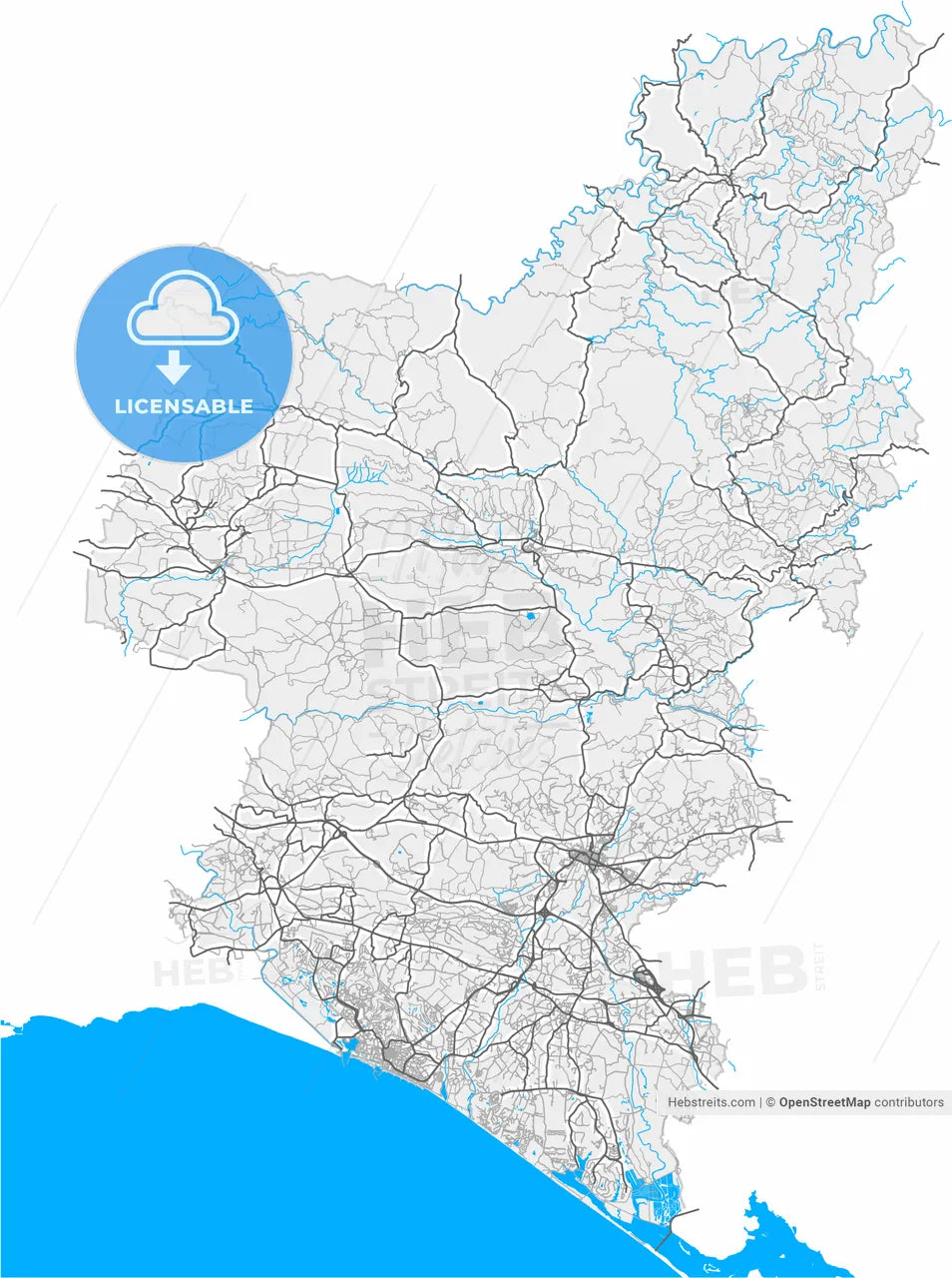 Loulé, Faro, Portugal, high resolution vector map - Instant download PDF and JPG