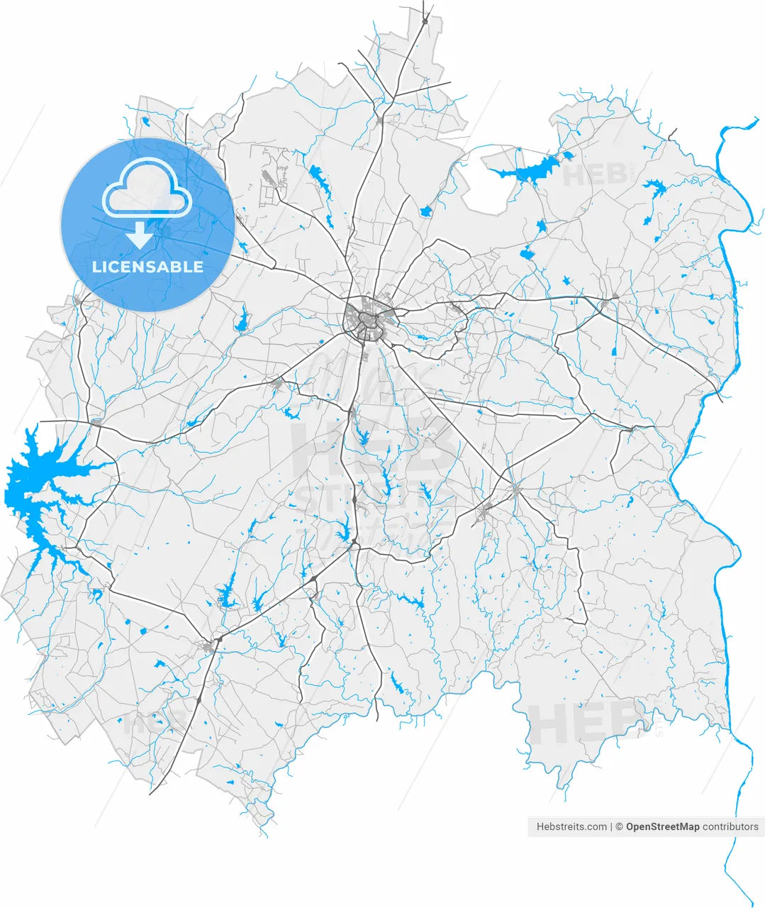 Beja, Beja, Portugal, high resolution vector map - Instant download PDF and JPG