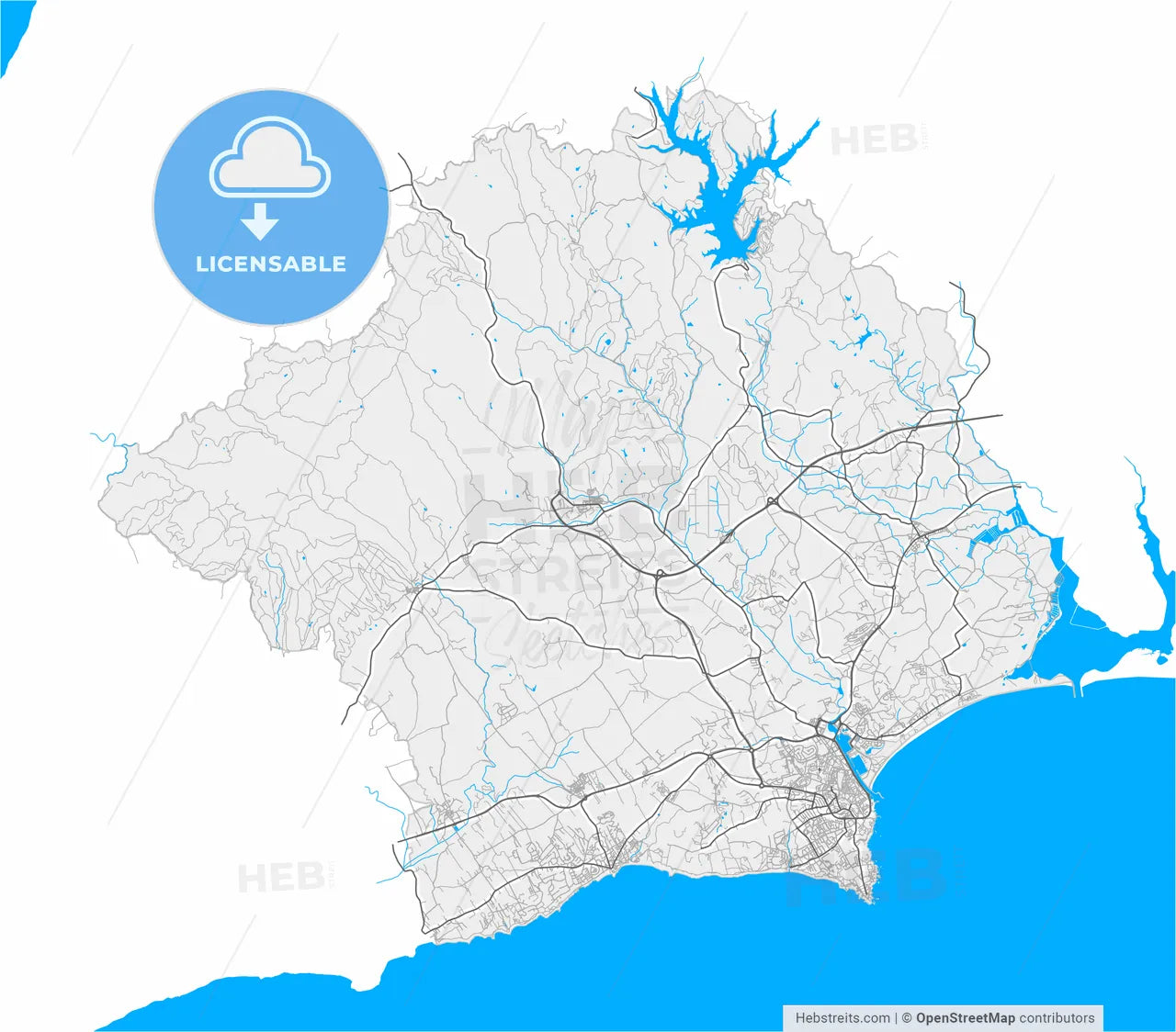 Lagos, Faro, Portugal, high resolution vector map - Instant download PDF and JPG