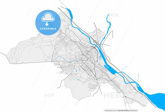 Pitești, Argeș, Romania, high resolution vector map - Instant download PDF and JPG