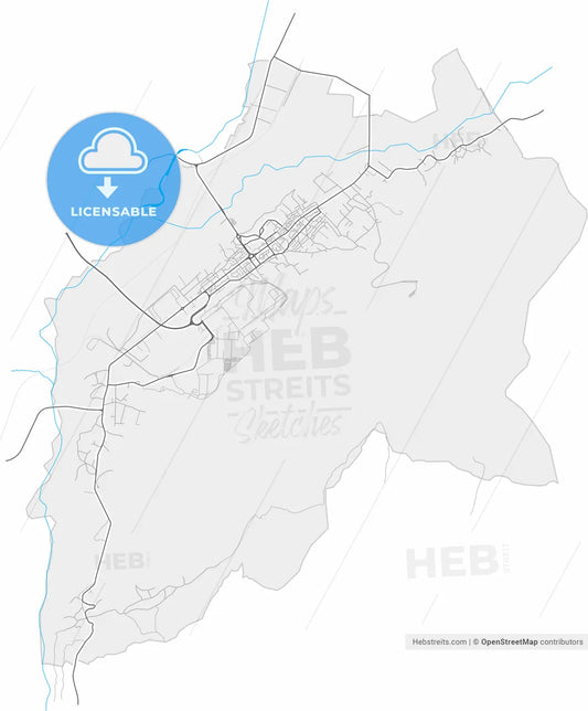 Mioveni, Argeș, Romania, high resolution vector map - Instant download PDF and JPG
