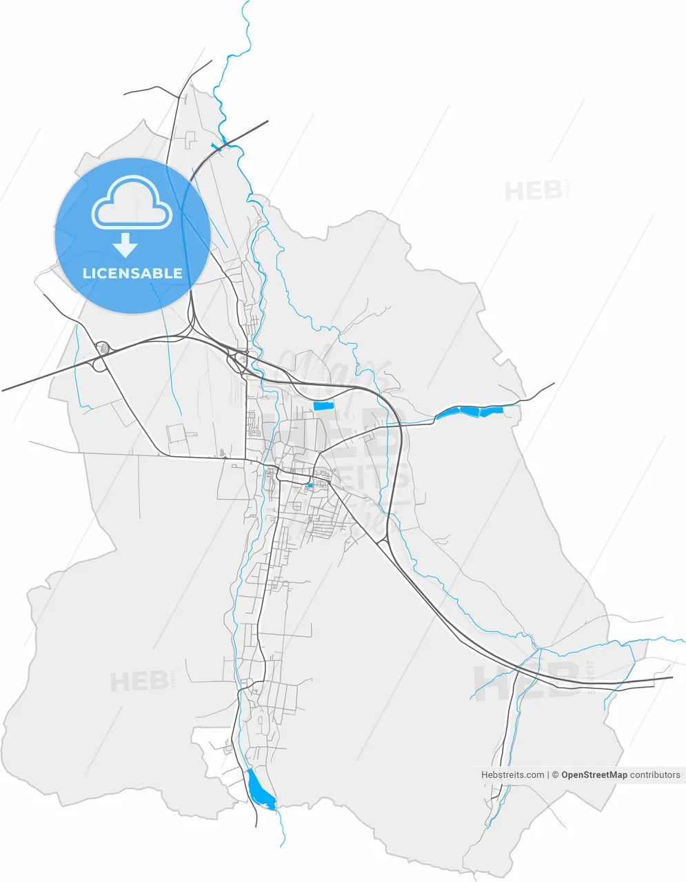 Sebeș, Alba, Romania, high resolution vector map - Instant download PDF and JPG