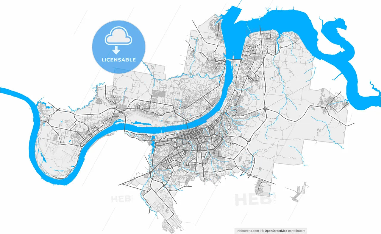 Perm, Perm Krai, Russia, high resolution vector map - Instant download PDF and JPG