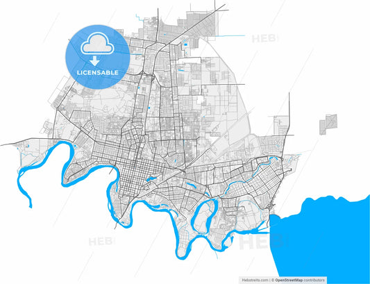 Krasnodar, Krasnodar Krai, Russia, high resolution vector map - Instant download PDF and JPG