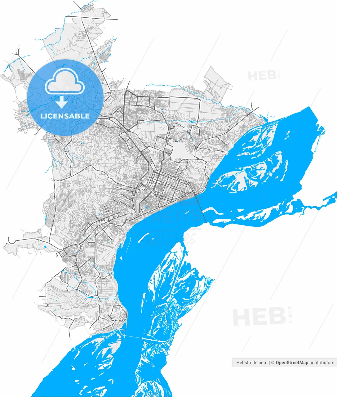 Saratov, Saratov Oblast, Russia, high resolution vector map - Instant download PDF and JPG