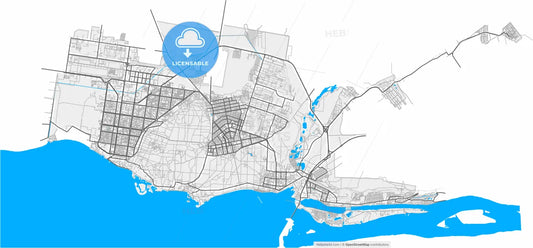 Tolyatti, Samara Oblast, Russia, high resolution vector map - Instant download PDF and JPG
