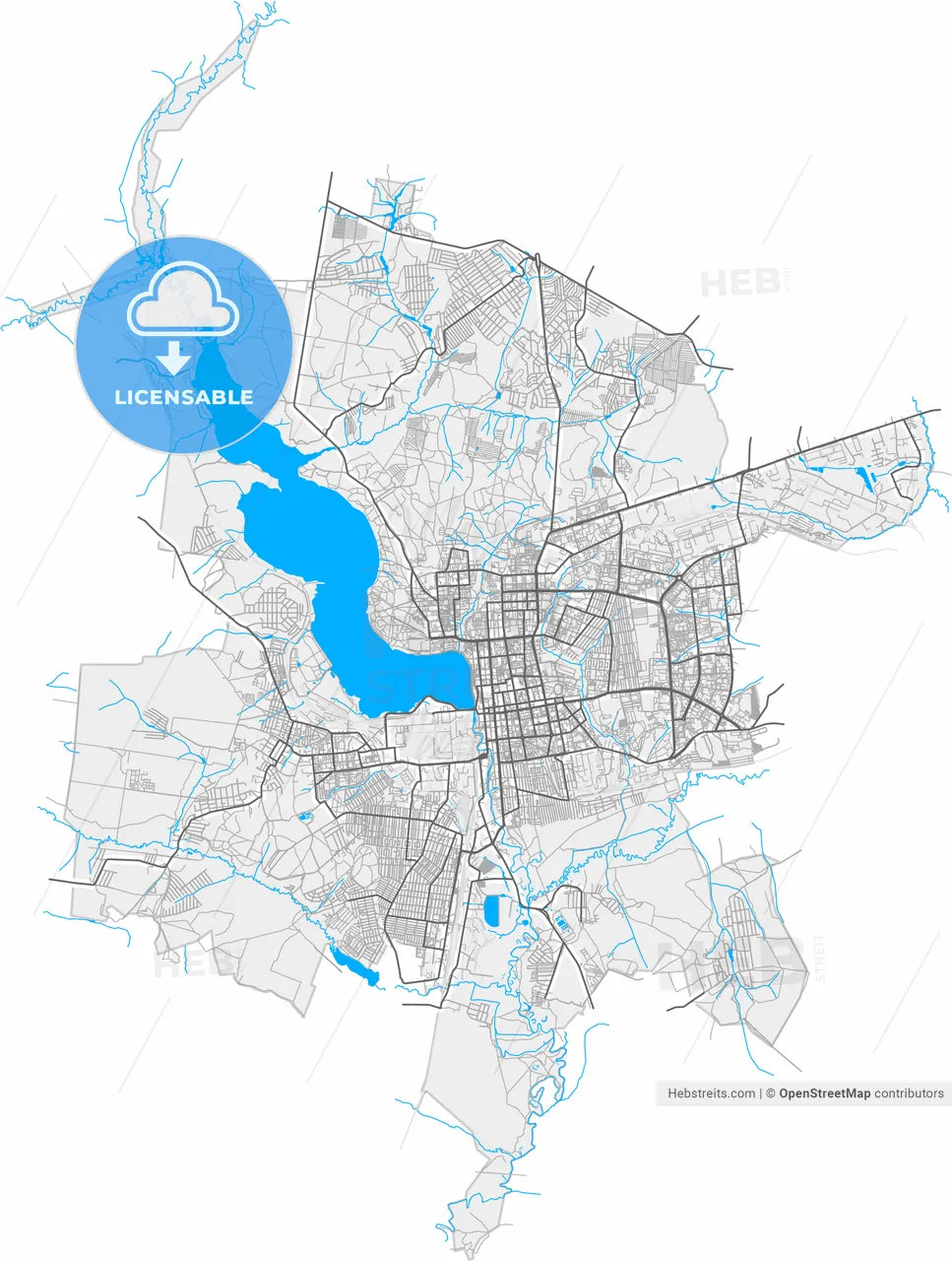 Izhevsk, Udmurt Republic, Russia, high resolution vector map - Instant download PDF and JPG