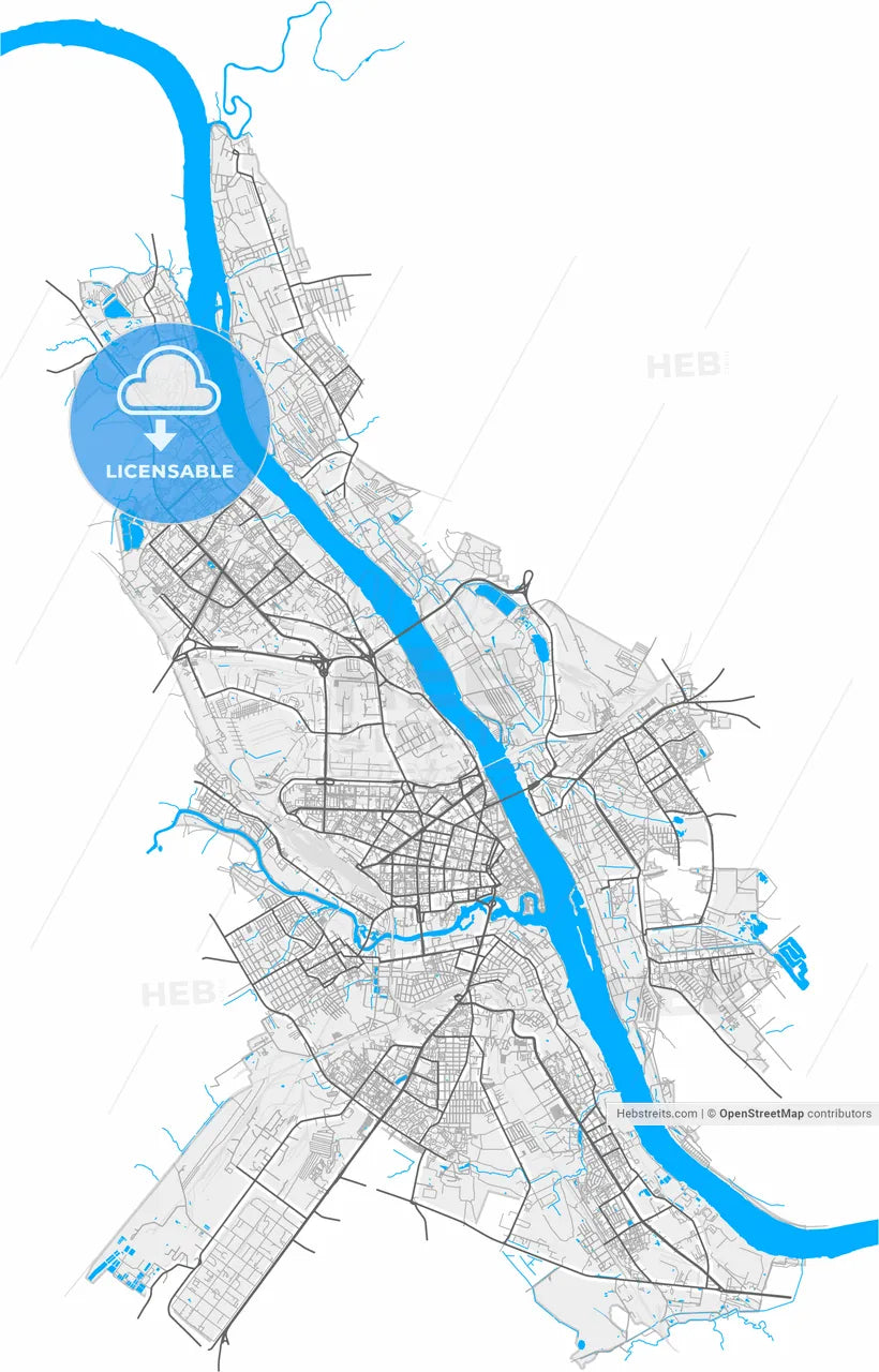 Yaroslavl, Yaroslavl Oblast, Russia, high resolution vector map - Instant download PDF and JPG