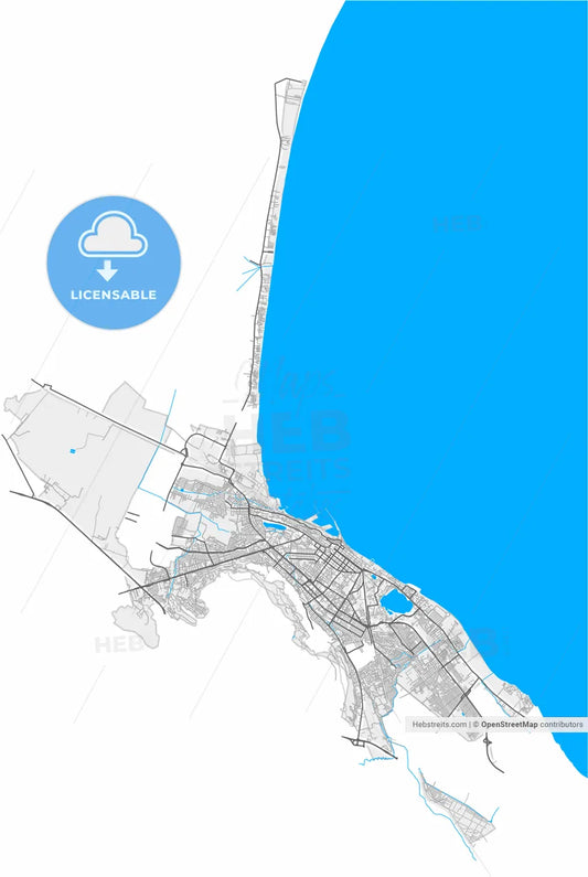 Makhachkala, Republic of Dagestan, Russia, high resolution vector map - Instant download PDF and JPG