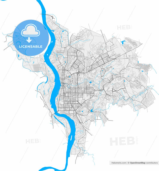 Tomsk, Tomsk Oblast, Russia, high resolution vector map - Instant download PDF and JPG