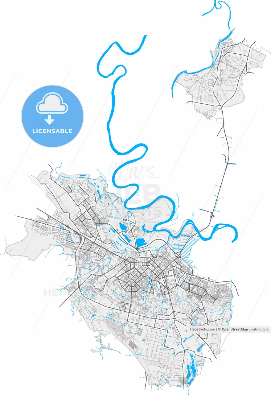 Ryazan, Ryazan Oblast, Russia, high resolution vector map - Instant download PDF and JPG