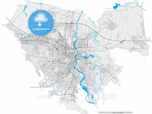 Penza, Penza Oblast, Russia, high resolution vector map - Instant download PDF and JPG