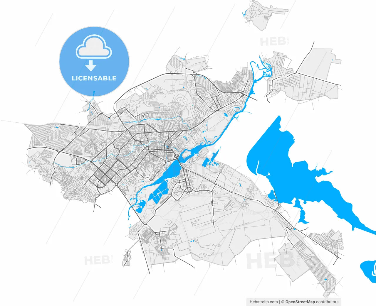Lipetsk, Lipetsk Oblast, Russia, high resolution vector map - Instant download PDF and JPG
