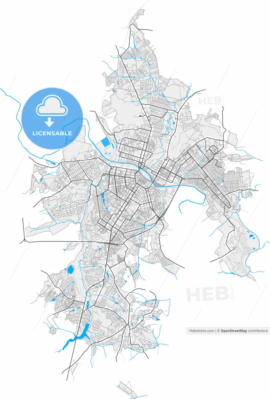 Tula, Tula Oblast, Russia, high resolution vector map - Instant download PDF and JPG