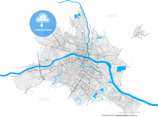 Tver, Tver Oblast, Russia, high resolution vector map - Instant download PDF and JPG