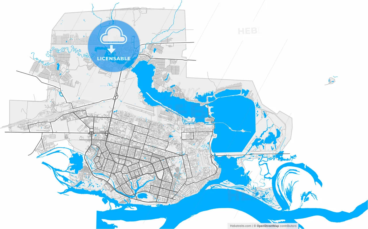 Surgut, Khanty-Mansi Autonomous Okrug-Yugra, Russia, high resolution vector map - Instant download PDF and JPG