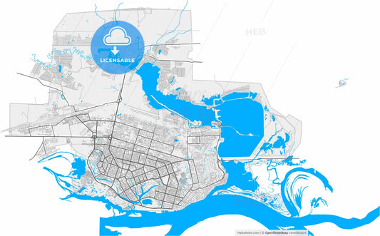 Surgut, Khanty-Mansi Autonomous Okrug-Yugra, Russia, high resolution vector map - Instant download PDF and JPG