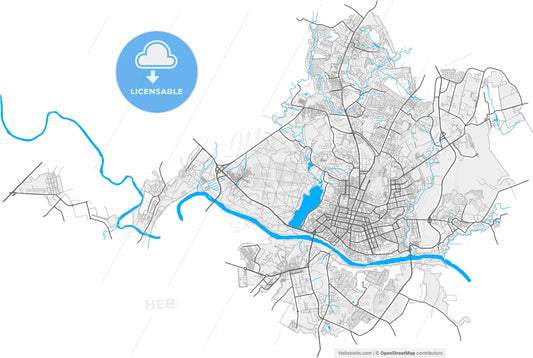 Kaluga, Kaluga Oblast, Russia, high resolution vector map - Instant download PDF and JPG