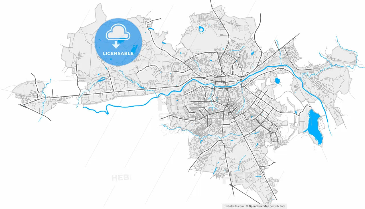 Smolensk, Smolensk Oblast, Russia, high resolution vector map - Instant download PDF and JPG