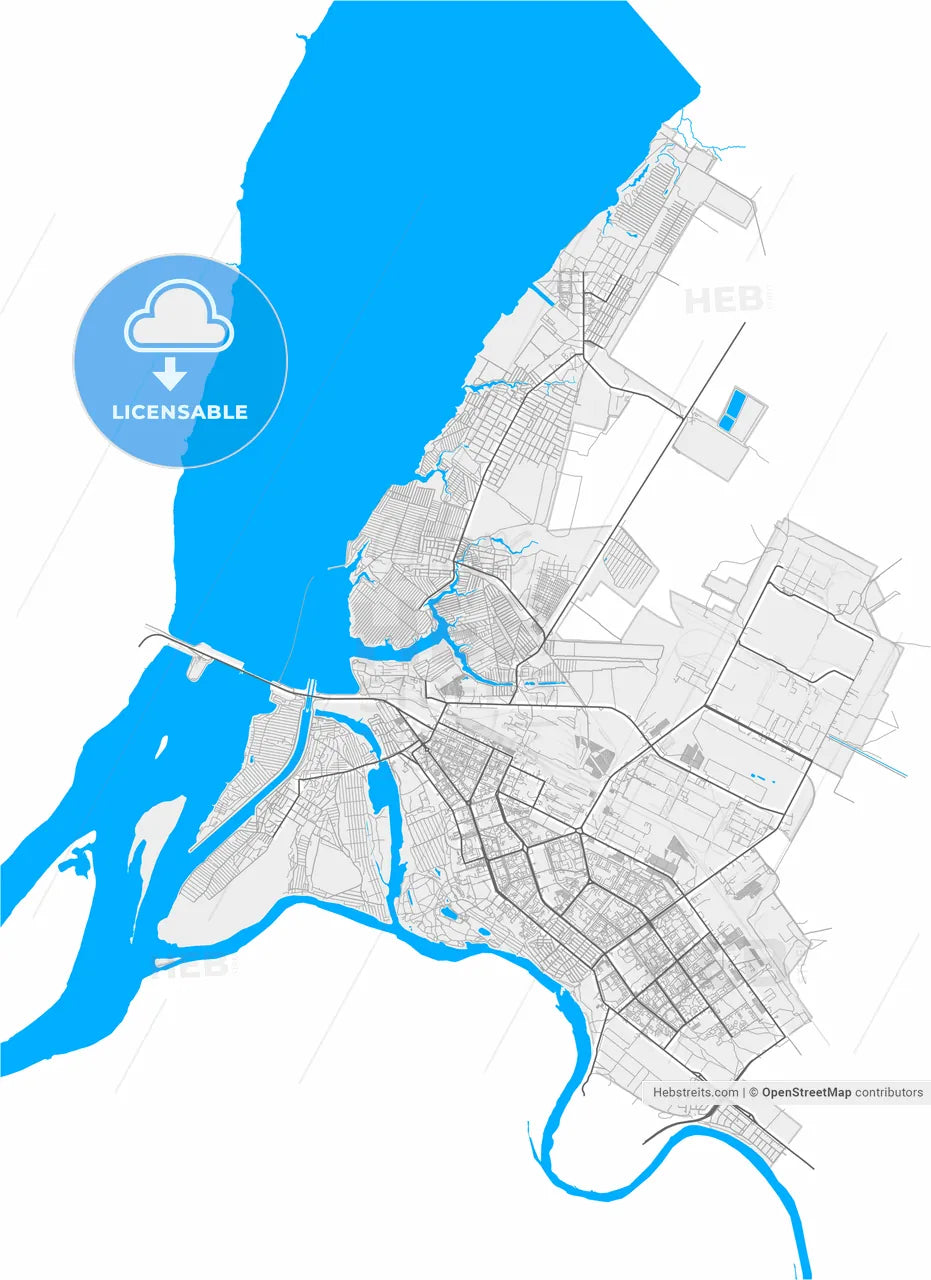 Volzhsky, Volgograd Oblast, Russia, high resolution vector map - Instant download PDF and JPG
