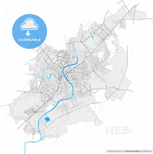 Oryol, Oryol Oblast, Russia, high resolution vector map - Instant download PDF and JPG