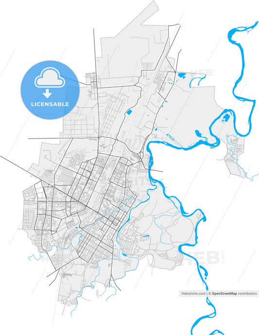 Sterlitamak, Republic of Bashkortostan, Russia, high resolution vector map - Instant download PDF and JPG
