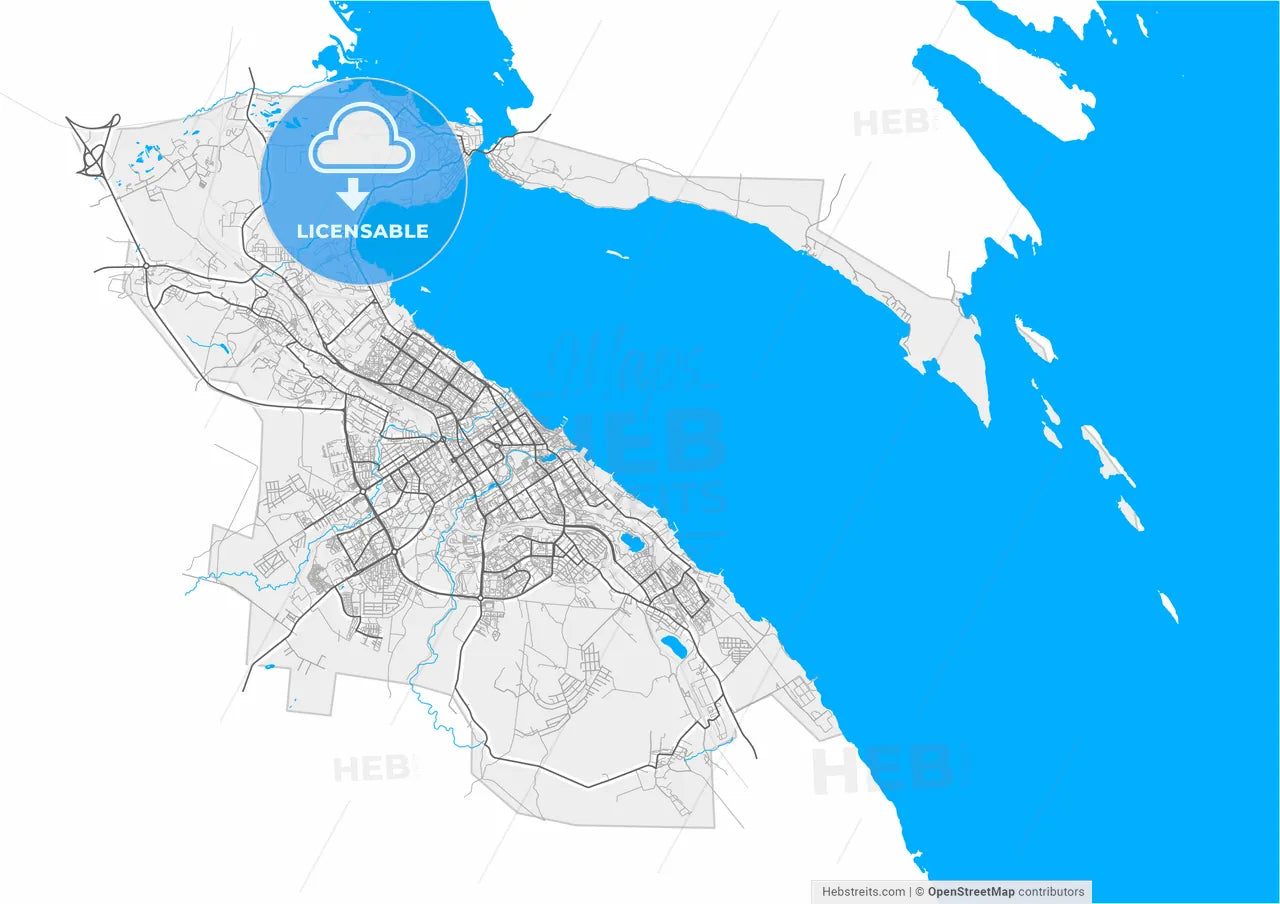 Petrozavodsk, Republic of Karelia, Russia, high resolution vector map - Instant download PDF and JPG