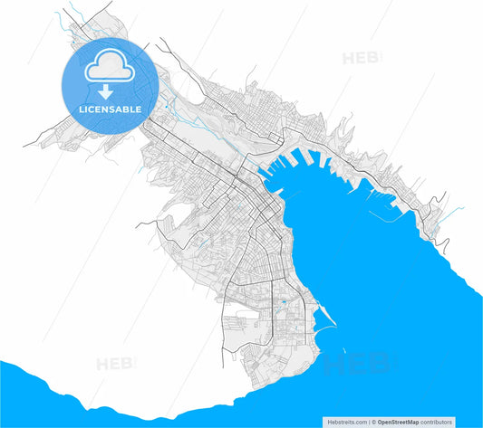 Novorossiysk, Krasnodar Krai, Russia, high resolution vector map - Instant download PDF and JPG
