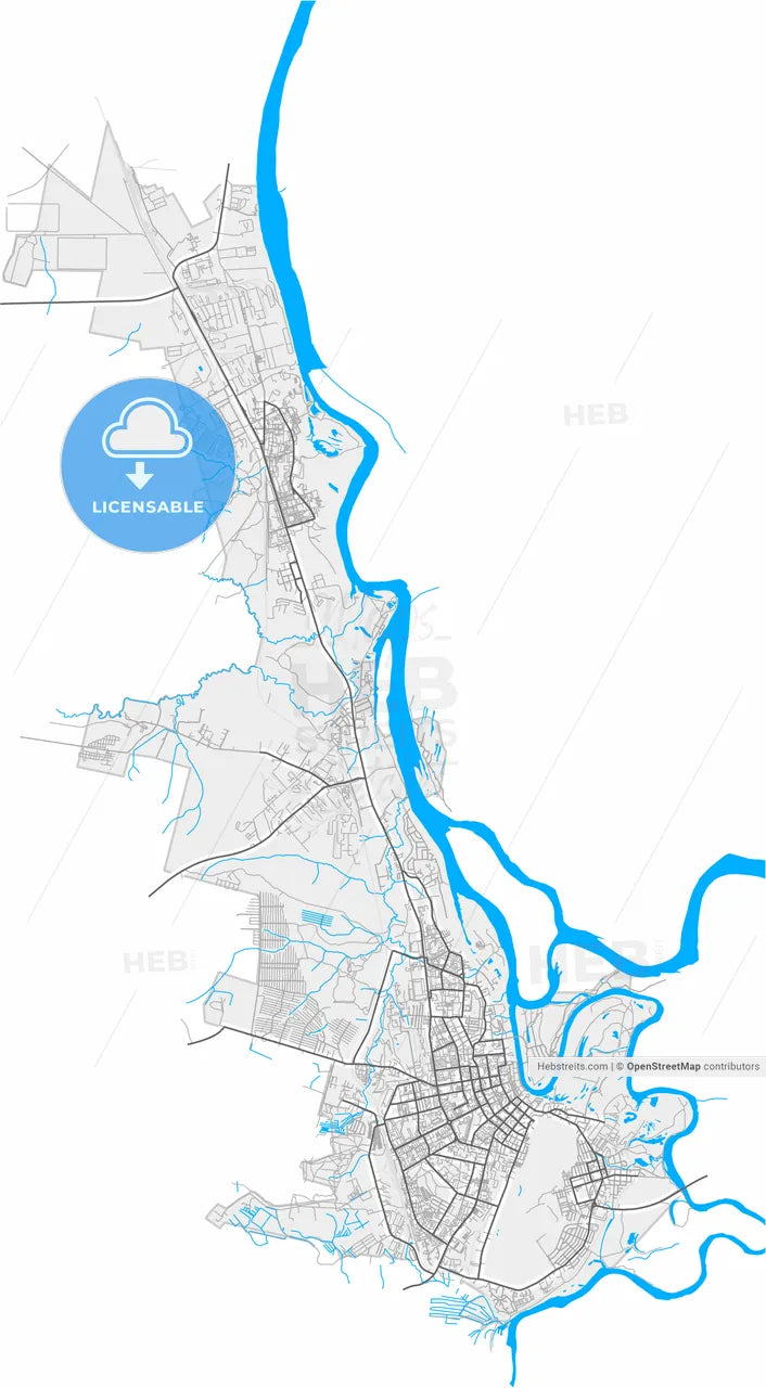 Syktyvkar, Komi Republic, Russia, high resolution vector map - Instant download PDF and JPG