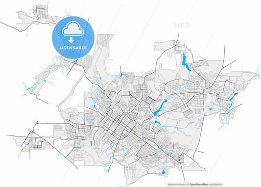 Shakhty, Rostov Oblast, Russia, high resolution vector map - Instant download PDF and JPG
