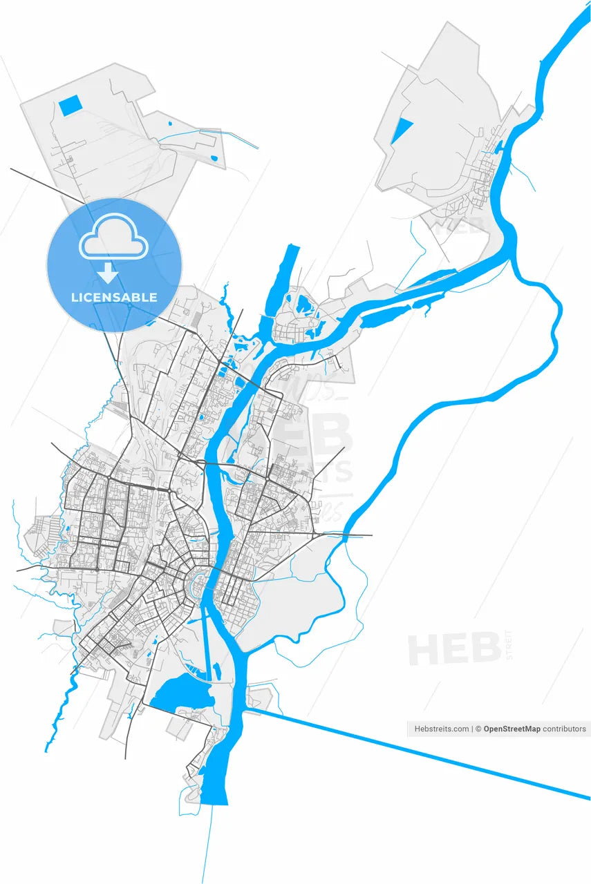 Veliky Novgorod, Novgorod Oblast, Russia, high resolution vector map - Instant download PDF and JPG