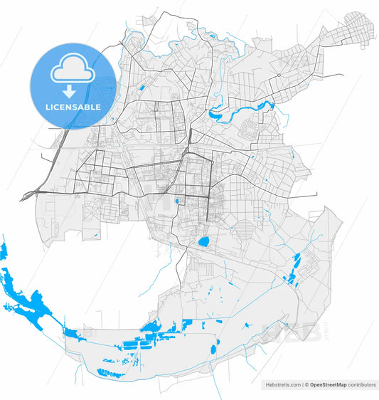 Korolyov, Moscow Oblast, Russia, high resolution vector map - Instant download PDF and JPG