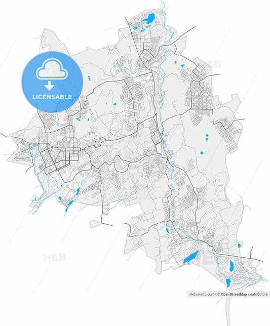 Prokopyevsk, Kemerovo Oblast, Russia, high resolution vector map - Instant download PDF and JPG
