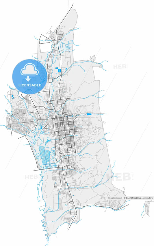 Yuzhno-Sakhalinsk, Sakhalin Oblast, Russia, high resolution vector map - Instant download PDF and JPG