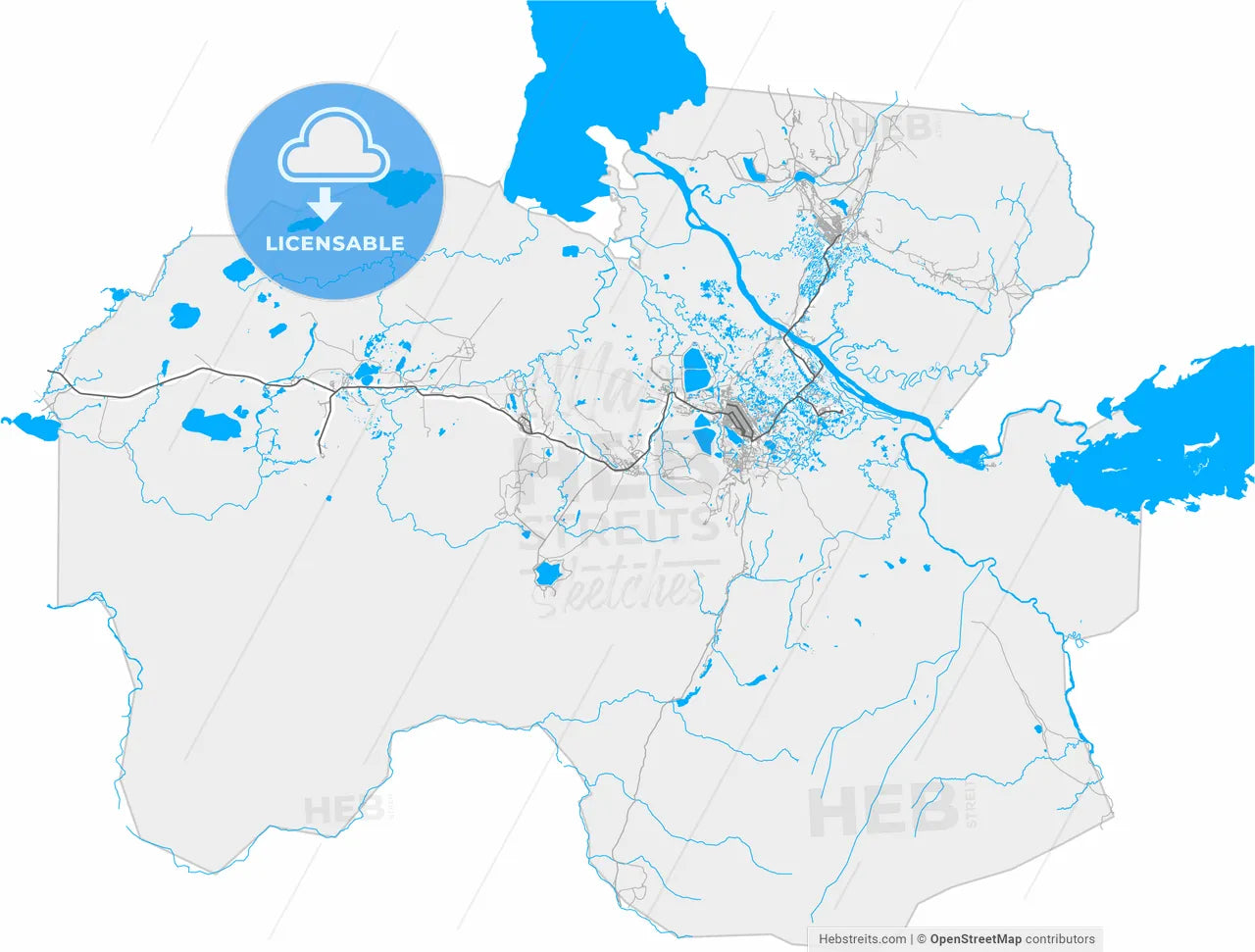 Norilsk, Krasnoyarsk Krai, Russia, high resolution vector map - Instant download PDF and JPG