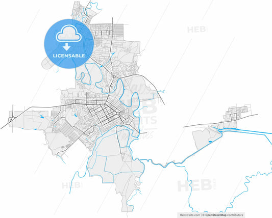 Novocherkassk, Rostov Oblast, Russia, high resolution vector map - Instant download PDF and JPG