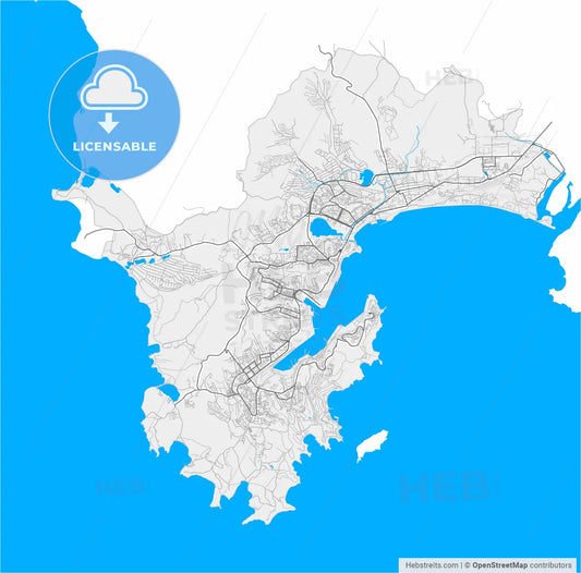 Nakhodka, Primorsky Krai, Russia, high resolution vector map - Instant download PDF and JPG