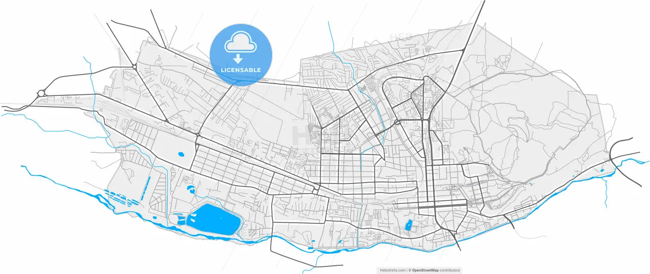 Pyatigorsk, Stavropol Krai, Russia, high resolution vector map - Instant download PDF and JPG