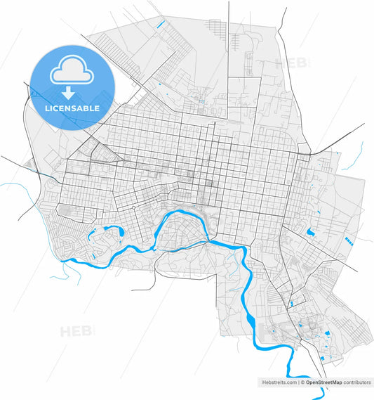 Maykop, Republic of Adygea, Russia, high resolution vector map - Instant download PDF and JPG
