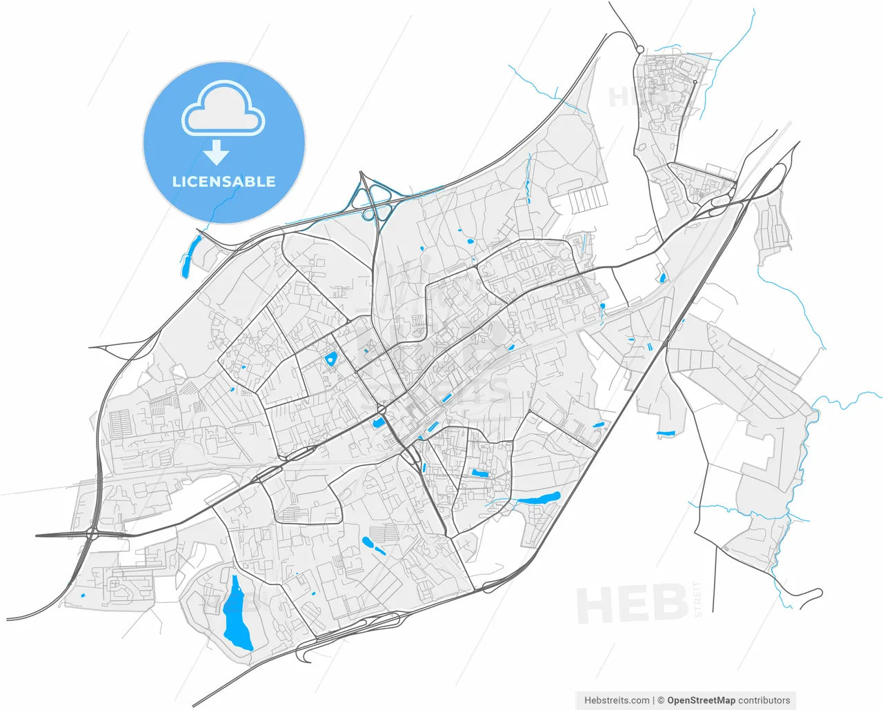 Odintsovo, Moscow Oblast, Russia, high resolution vector map - Instant download PDF and JPG