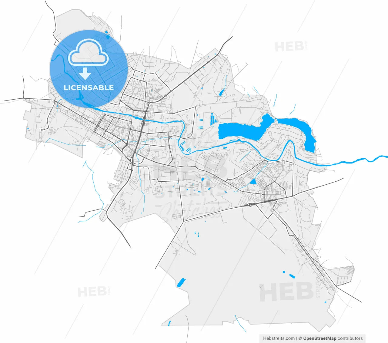 Shchyolkovo, Moscow Oblast, Russia, high resolution vector map - Instant download PDF and JPG