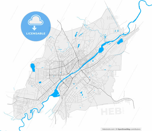 Orekhovo-Zuyevo, Moscow Oblast, Russia, high resolution vector map - Instant download PDF and JPG
