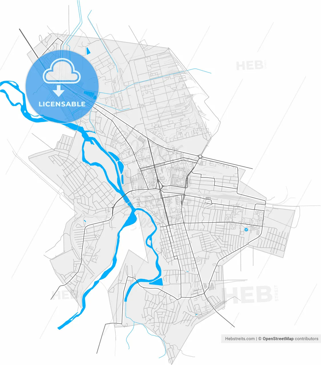 Nevinnomyssk, Stavropol Krai, Russia, high resolution vector map - Instant download PDF and JPG
